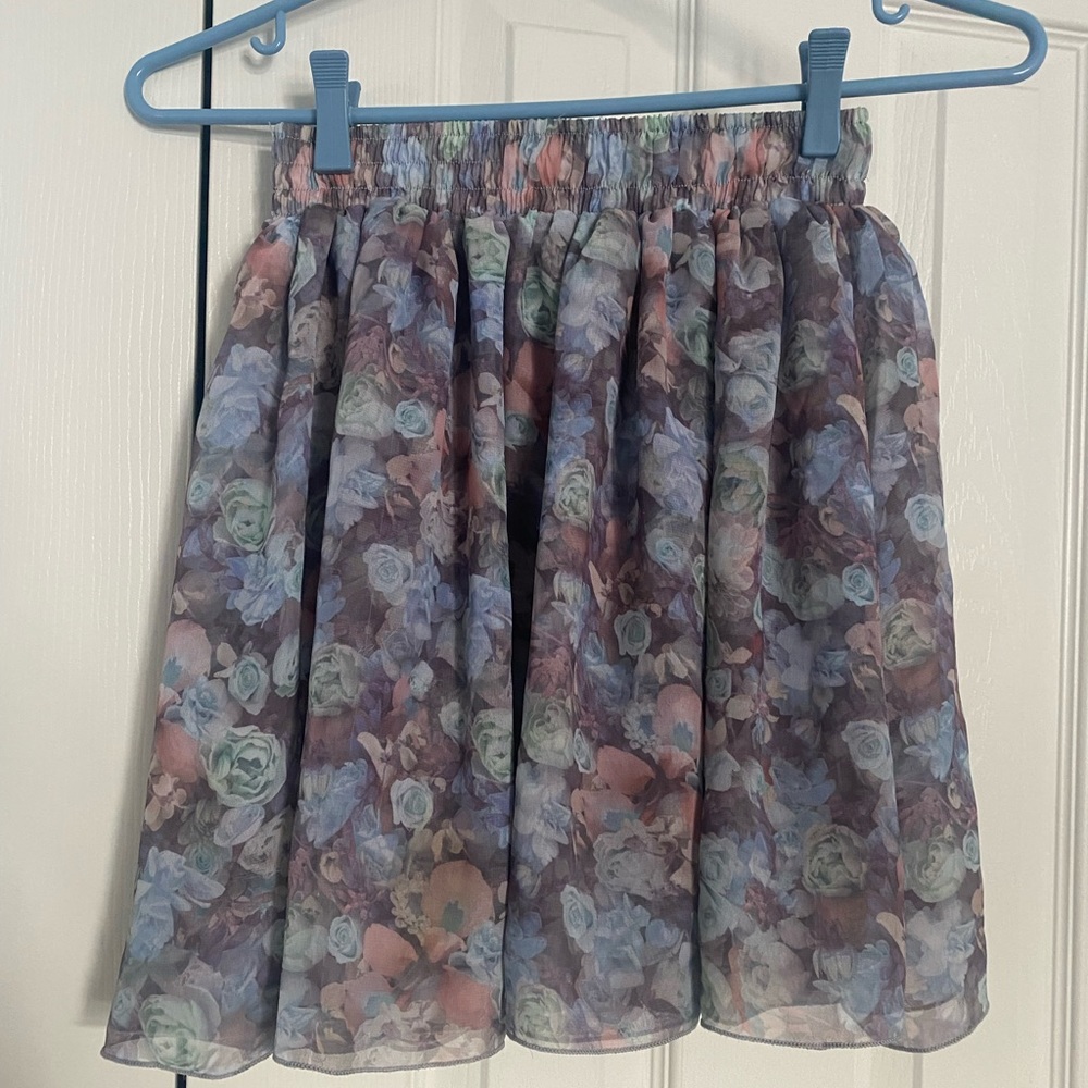 American Apparel floral double layer chiffon a-line mini skirt